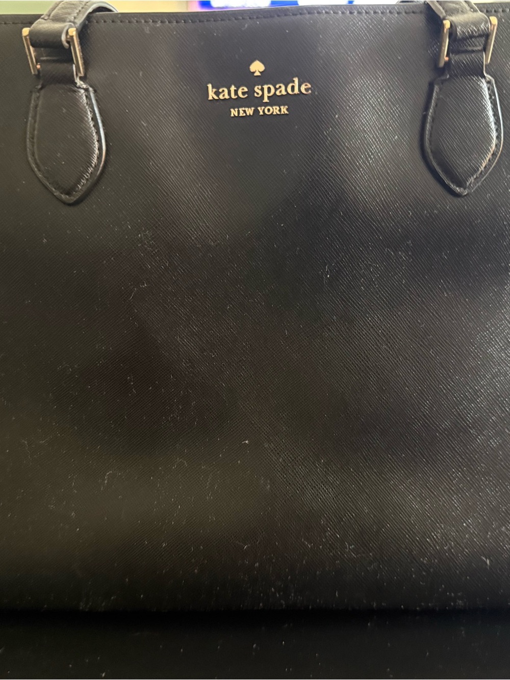 kate spade Black Saffiano Shoulder Bag with Gold Logo